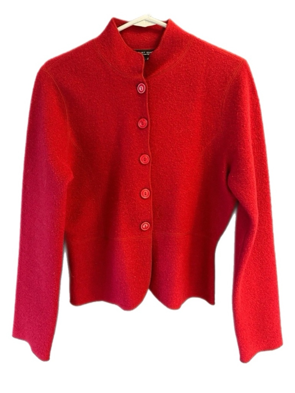 August Silk Red Wool Blend Button-Up Jacket